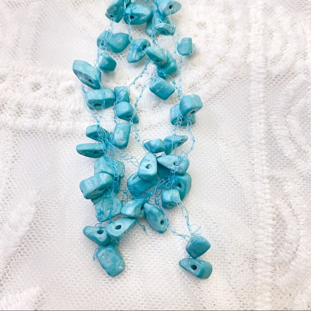 Necklace Blue Beaded Statement - image 5